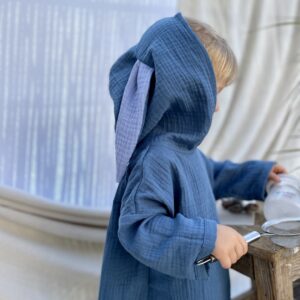 Ponczo muślinowe z kapturem