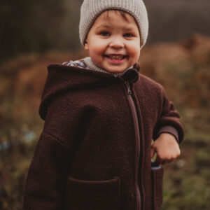 kurtka dziecięca z wełny merino gotowanej 370g Czekoladowa