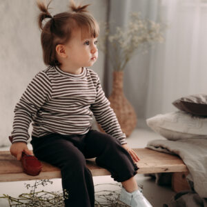 longsleeve w paski brązowe