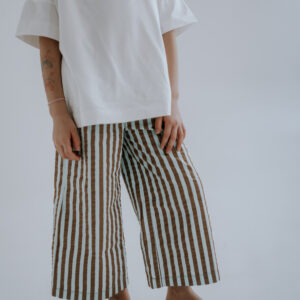 Kuloty dziecięce w paski brązowo-miętowe